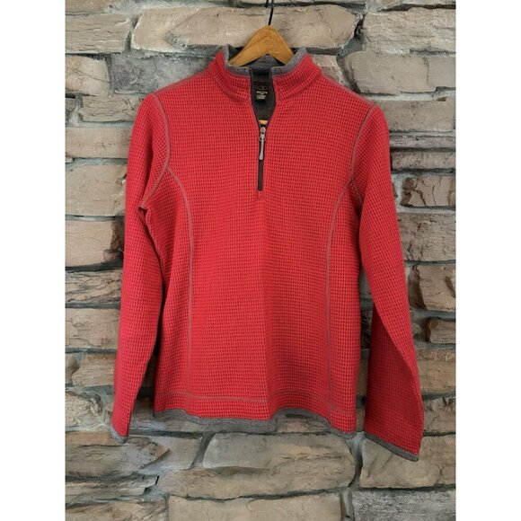 Storm Creek Women’s Maverick Quarter Zip Pullover Red Gray Waffle Knit Size M - Picture 1 of 11